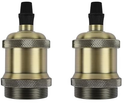 Powice 2 Stück Lampenfassung e27 Vintage, E27 Fassung, E27 Vintage Solid Lampenfassung, Aluminium Keramik Solid Lampensockel Fassung für Wand-, Tisch- & Deckenleuchte, DIY Zubehör, Vintage Bronze