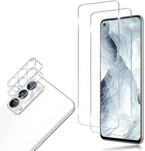 HidWee Cristal Templado Compatible con Realme GT Master Edition, 2 Piezas Protector de Pantalla + 2 Piezas Protector de Lente Cámara, 9H Dureza Sin Burbujas Cristal Templado & Protector de Cámara