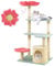 GYMAX Cat Tree, Multi-Level Cat Tower with Sisal Scratching Posts, Condo, Flower-Shaped Padded Perch, Hanging Toys, Platforms, Kitty Activity Center for Indoor Cats (123cm Tall)