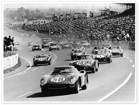 Start of the Le Mans 24 Hours, Frankreich, 1964 Poster 80 x 60 cm Schwarz-Weiß Wandbilder Wanddeko