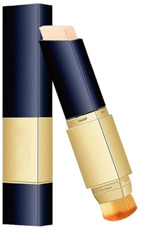 2-in-1 White Foundation Stick, White Concealer Stick With Cosmetic Brushes, Long-lasting Hydrating Full Coverage Concealer for Pores, Dark Circles, and Fine Lines for Women