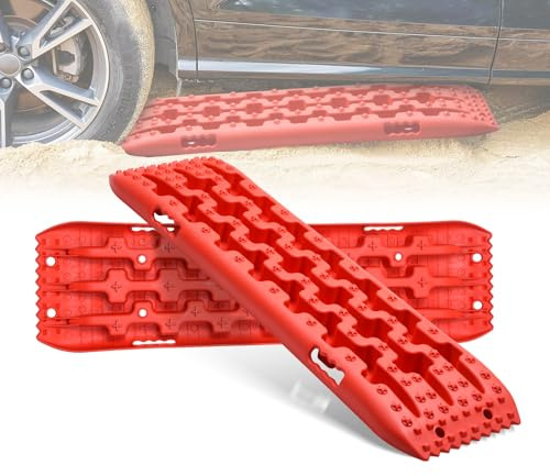 Tablero De Tracción Para Nieve Y Barro, 2 Piezas - Alta Resistencia 10 Toneladas, Diseño Antideslizante Con Clavos En Cruz Y Pentágono, Para Vehículos Todo Terreno | Negro, Rojo, Naranja