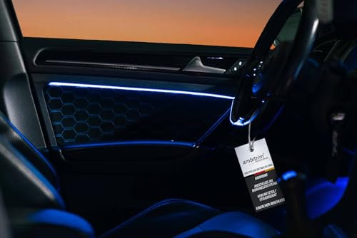 ambitrim® Digital LED einfarbig Ambientebeleuchtung universell passend (Blau, 2 Türen + 1 Armaturenbrett)