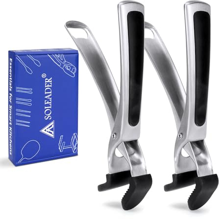 SOLEADER Hot Plate Gripper, Pizza Pan Gripper, Heavy Duty Non-Slip Hot Plate Bowl Lifter with Food Out from Pots, Microwave, Oven, For Egg Custard For Jidangeng, Pack of 2