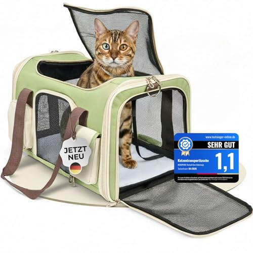Katzentransportbox Hundetasche Kleiner Hund bis 10 kg [Faltbar] Transportbox Katze Hundebox Hundetragetasche Hundetransportbox Auto | Tragetasche aussuchen