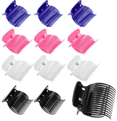 YUXIANLB 12 Pcs Hot Roller Clips Plastic Hair Curler Claw Clips for Sectioning Styling Creating Curls Lightweight Styling Accessories for Salon Home Use Works on Curly Wavy Straight Hair Hairstyling