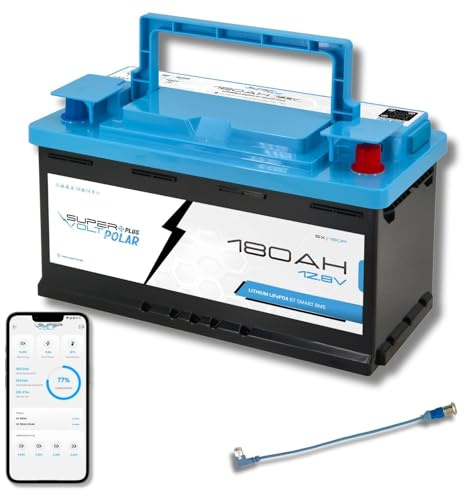 Supervolt Polar LiFePO₄ 12V 180Ah Lithium Batterie | 100% nutzbare Kapazität, Plug & Play DIN-Maße, mit Smart BMS, Bluetooth & Heizung bis -30°C | Für Wohnmobil, Kastenwagen, Boot, Solar