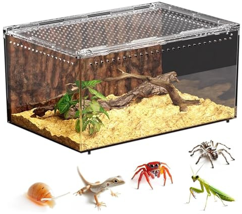 Qkbuza Terrarium für Spinnen, Terrarium aus Acryl für Reptilien – für Schlangen – für Spinnen, Geckos, Schlangen, Frösche, Chamäleons und