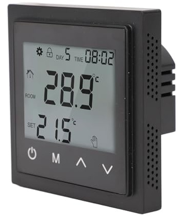 Jeffergarden Thermostat à écran Tactile pour la Maison, Contrôleur Numérique de Chauffage au Sol, Installation Facile, Contrôle Précis de la Température, pour Les Maisons et Les Bureaux (Black)