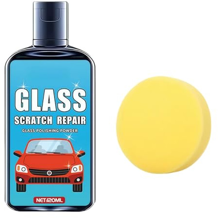 Windshield Repair Kit & Glass Scratch Remover,Windscreen Chip Repair Kit with Glass Polish Sponge,Car Scratch Windscreen Crack Repair,DIY for Windows,Mirrors