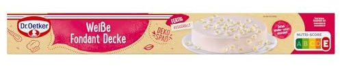Dr. Oetker Weiße Fondant Decke, 5er Pack fertig ausgerollter Überzug, zum Umhüllen von Gebäck, Kuchen & Torten mit Ø 26 cm, pastöse Zuckermasse ohne Backen, sofort gebrauchsfähig, vegan