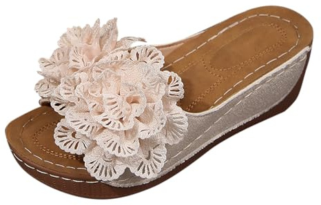 ZTFYKLIN Sandales De Plage Femme D'Été Décorées Pour Femmes, À Plateforme, Style Décontractée (Beige, 42) Sandale A Talon Anti Dérapant Chaussure Randonnee Confortable Claquette Drole Pied Nu