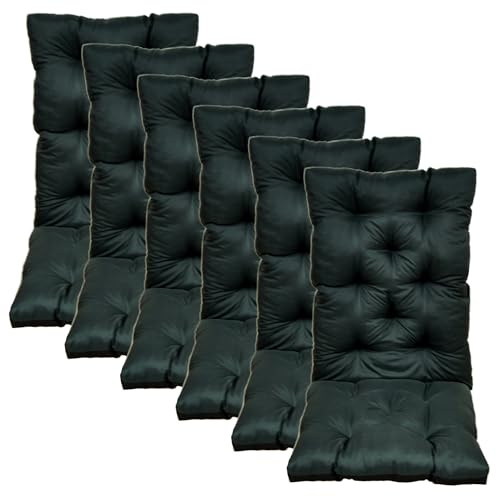 nana shop Hochlehner Auflagen für Gartenstuhl mit Rückenlehne, Sitzkissen Outdoor wasserabweisend, komfortable Stuhlkissen für Balkon, Terrasse und Garten, Bequeme Sitzpolster (120x50x8cm) (6, Grün)
