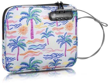KOSMCCO Beach Locking Bag, Portable Safe, 9x7.5 Inch, Beach Day | Anti-Theft Design, Security Cable Included, Holds Phone Wallet and Keys, Ideal for Beach Pool Cruise and Travel