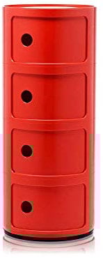 Kartell Componibili, 4 Elements, Rot, Runde Basis
