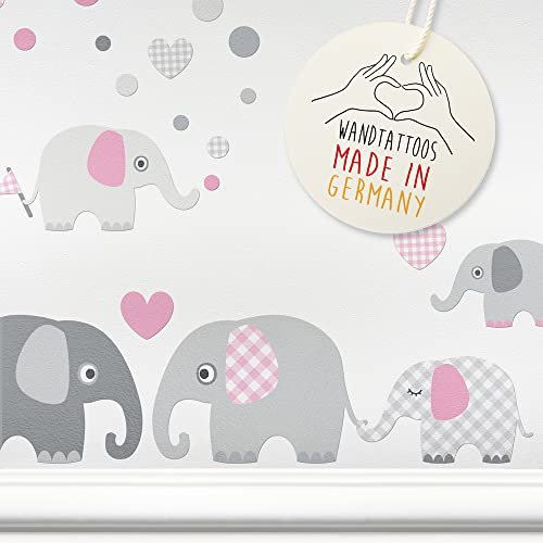 LOVELY LABEL Wandtattoo Kinderzimmer I Made in Germany I Babyzimmer Deko I Kinderzimmer Deko I Design Wandsticker Elefanten I Rosa Beige