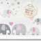 LOVELY LABEL Wandtattoo Kinderzimmer I Made in Germany I Babyzimmer Deko I Kinderzimmer Deko I Design Wandsticker Elefanten I Rosa Beige
