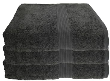 Julie Julsen 3er Pack Duschtuch 23 Farben erhältlich weich und saugstark 500gsm Öko Tex Anthrazit 70 x 140 cm