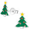 Monkimau Mädchen Ohrringe Weihnachtsbaum Ohrstecker aus 925 Sterling Silver echt Silber mit Stern