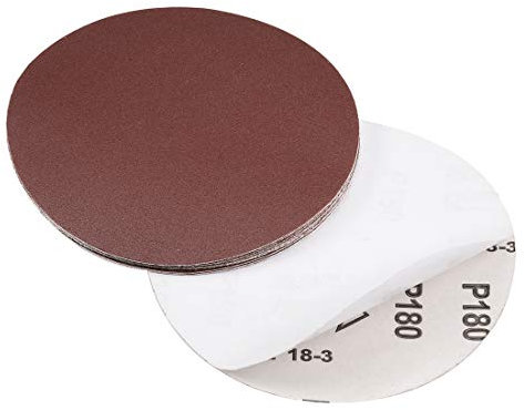sourcing map 6 PSA Sanding Discs 180 Grit Self Stick Aluminum Oxide Sandpaper for Random Orbital Sander Wood Metal Auto Dry Polishing 10pcs