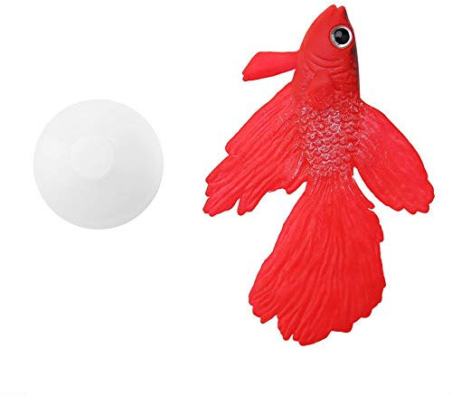 Pssopp Künstliche Fische Silikon Fische Silikon Goldfisch Betta Fisch Lebensechte Künstliche Fische Ornament Schwimmende Fische Aquarium Dekoration Künstliche Bunte Fische (Roter Betta Fisch)