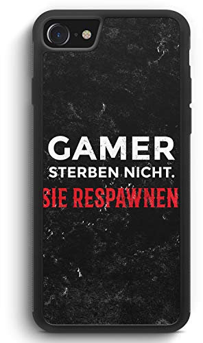 MUNIQASE Gamer Sterben Nicht - Sie Respawnen - Silikon Hülle für iPhone 7 - Motiv Design Spruch Jungs Männer Cool Lustig Witzig - Cover Handyhülle Schutzhülle Case Schale