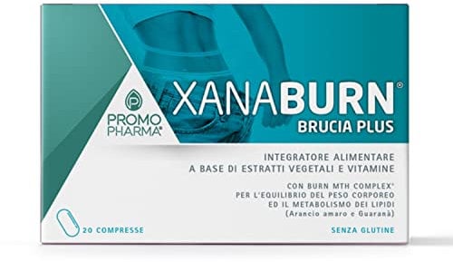 Xanaburn Brucia - Integratore Alimentare - Con arancio amaro e guaranà - per il controllo del peso e il drenaggio dei liquidi - 20 cpr