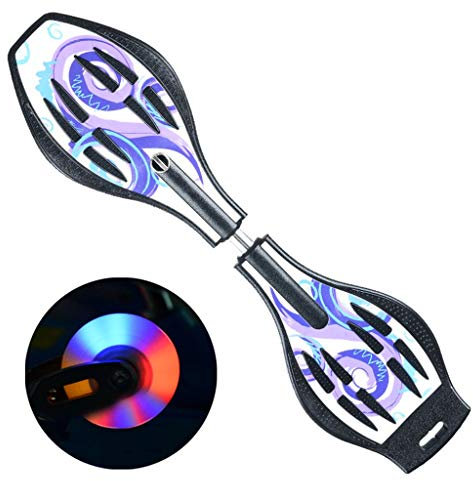 LZY Waveboard, Cooles Skateboard für Kinder im Alter, kurzes Board mit beleuchteten Rädern, raues, rutschfestes Deck, konkave Street Surfing Wave, Maximales Benutzer-Unisex-Gewicht, Gewicht: 50 kg OS