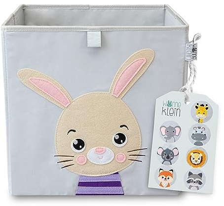 wonneklein Aufbewahrungsbox Kinder - 33x33x33 cm - Faltbare Spielzeugkiste mit Tiermotiv - Ordnungsbox für Kallax Regal - Kinderzimmer Aufbewahrung - Henry Hoppel