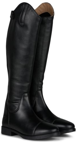 HORZE Rover Women's Synthetic Leather Dressage Tall Riding Boots | All-Weather, Water-Resistant with Rear Zipper - Black - 9.5R