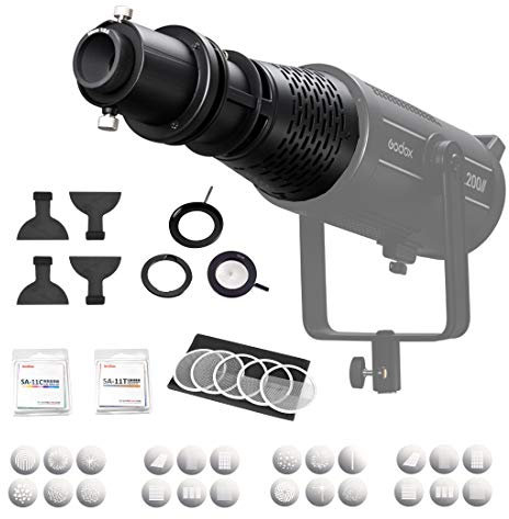 Godox SA-17 Kit for Bowens Mount SL150II VL150 VL200 VL300 SL200II LED Continuous Light with Godox SA-P Projection Attachment + SA-06 Iris + SA-09GOBO + SA-11 Color Filter
