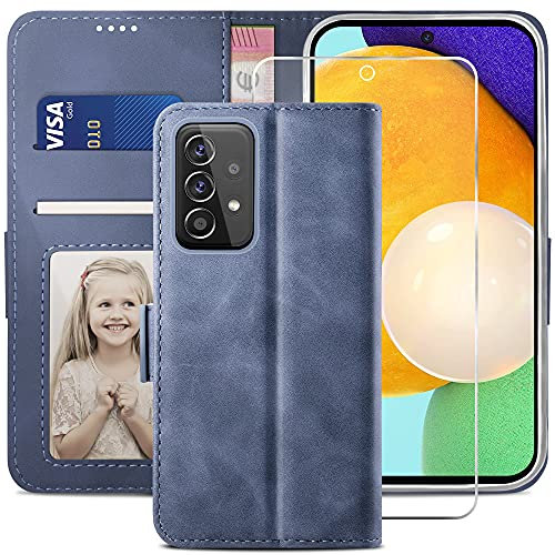 YATWIN Handyhülle Kompatibel mit Samsung Galaxy A52 4G/5G Hülle, Klapphülle Samsung A52S Premium Leder Brieftasche Schutzhülle [Kartenfach] [Magnet] [Stand] Handytasche Case für Samsung A52S, Hellblau