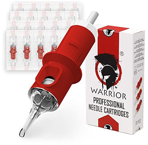 WARRIOR Red Tattoo Patronen Nadeln Professionelle für Augenbrauen Lippen Sterilisierte mit E.O Gas Cartridge Round Liner 316L Chirurgischer Stahl Einweg Permanent Make-up (0.25mm-0809RL)