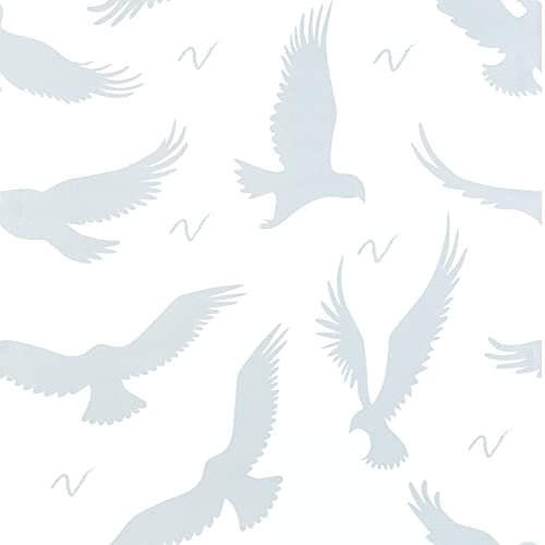 ReWallpaper Selbstklebende Folie Weiß Grau Klebefolie Möbel Grau Muster Wandtapete Selbstklebend Schlafzimmer Mustertapete Selbstklebend Wohnzimmer mit Vogel Dekorfolie Selbstklebend Kinder 44.5CM×3M