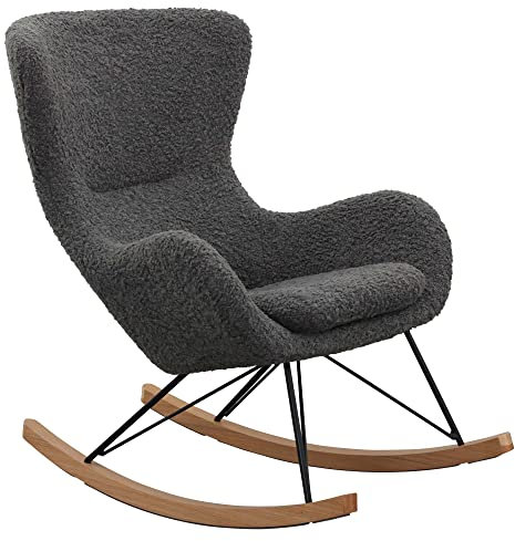 GMD Living Schaukelstuhl mit Teddyfell SKIEN, Farbe:grau