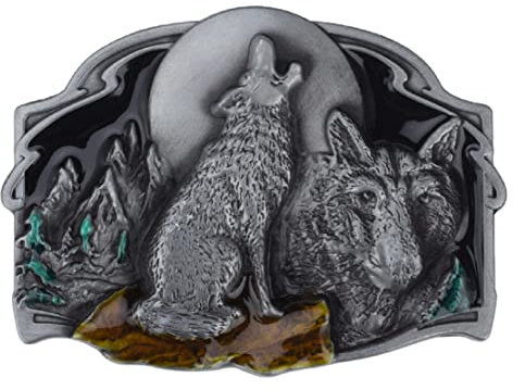 Longcreek wolf gürtelschnalle für männer gürtelschnalle wolf nordisch wikinger wolf kopf gürtelschnalle wolf heulen wolfmond gürtelschnalle tier gürtelschnalle pünkwolf, Nein, NO