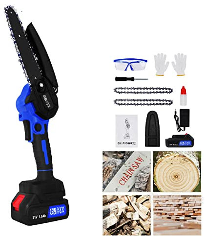 6 Cordless Chainsaw Electric Chain Saw Wood Cutter W/ 1PCS Li-Ion Battery + 2 Chain 2200W
