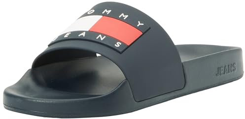 Tommy Jeans Mujer Chanclas Flag Pool Slide Zapatillas de Baño, Azul (Dark Night Navy), 39