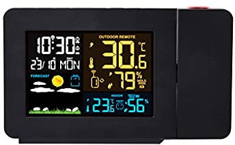TEmkin Weather Station Digital Alarm Clock Time Projector Temperature Humidity Meter Dual Alarm Desk Table Clocks