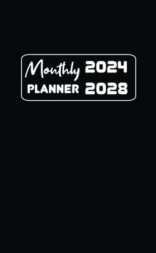 2024-2028 Monthly Planner: Five Years Pocket Calendar from January 2024 To December 2028 | With Contact list and Password Log and Notes | Black Cover