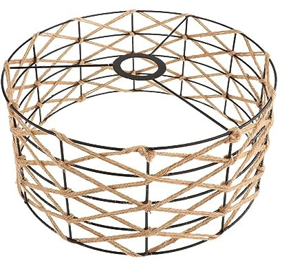 Sharplace Abat-jour en Corde Tissée à la Main - Lampe de Table Rustique avec Décors Faits à la Main pour E27/E14, Style Fer
