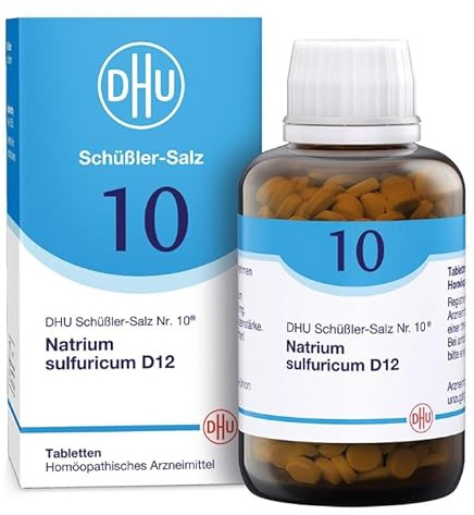 DHU Schüßler-Salz Nr. 10 Natrium sulfuricum D12 – Das Mineralsalz der inneren Reinigung – das Original – umweltfreundlich im Arzneiglas, 900 St. Tabletten
