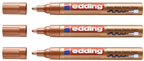 Edding Set mit 3 Markern, glänzend, 750, runde Spitze, Kupfer, 2-4 mm