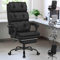 ALFORDSON Bürostuhl, Ergonomischer Computer-Schreibtischstuhl mit Fußstütze, Dreipolsterige Form eines Netzstuhls mit Hoher Rückenlehne, 150° Neigbarer Liege, Stoffmaterial, Schwarz