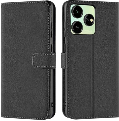 Verco Handyhülle für ZTE Blade V50 Design 4G Hülle, Bookcase Tasche Flipcover für ZTE Blade V50 4G Case [Kartenfächer/Aufstellfunktion], Schwarz