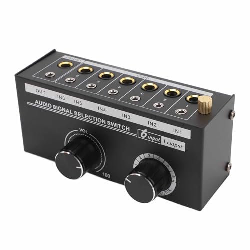 6 in 1 Out Selector, Signal Switcher Volume Adjustment for DVD CD Player Turntable