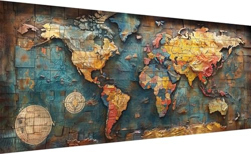 110 x 50cm Groß Diamond Painting XXL, DIY 5D Weltkarte Diamant Painting Set für Erwachsene, Diamant Painting Bilder Farbe Kunst Cross Stickerei Malerei, Diamond Painting für Deko Wohnzimmer F_0
