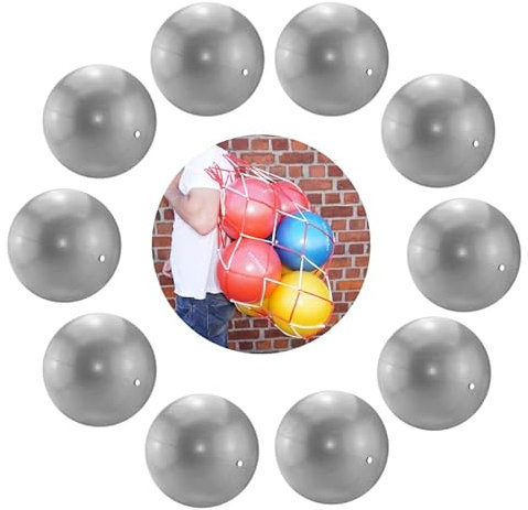 ATC Handels GmbH Soft Pilates & Yoga Ball Sets inklusive Ballnetz für Fitness, Entspannung und Spaß (Silber, 10 Bälle + 1 Ballnetz)