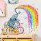 COVPAW Wandtattoo Regenbogen Elefant Wandaufkleber Kinderzimmer Fahrrad Schmetterlinge Wandsticker Babyzimmer Wanddeko für Jungezimmer Mädchenzimmer Kindergarten Geschenk Geburtstag Kindertag usw.