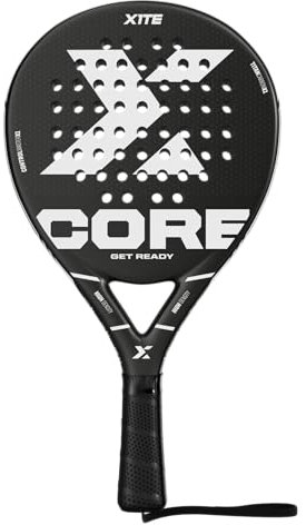 X1TE - Padelschläger Schwarz (Schwarz, Weiß, Blau) Runde Form, inkl. Großer Sweet Spot, schlankes Lochsystem und hochwertige Materialien